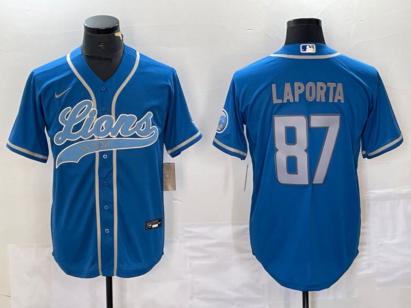 Men Detroit Lions #87 Laporta Blue Nike Co Branding Game NFL Jersey style 1
